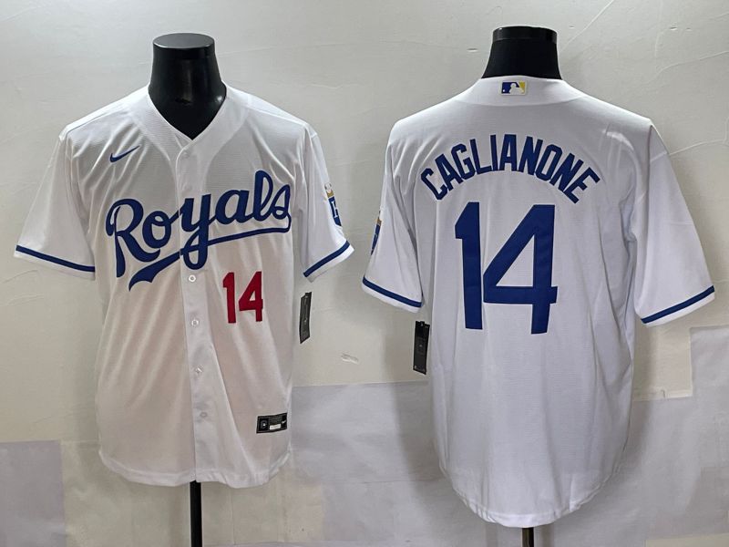Men 2025 Kansas City Royals #14 Caglianone White Game Nike MLB Jersey style 3->kansas city royals->MLB Jersey
